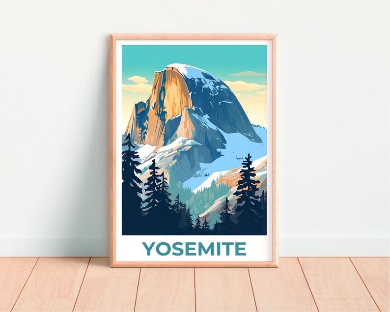 Yosemite Poster, California Travel Print, National Park Art, Half Dome Poster, Scenic Wall Art, Home Decor, Birthday Gift