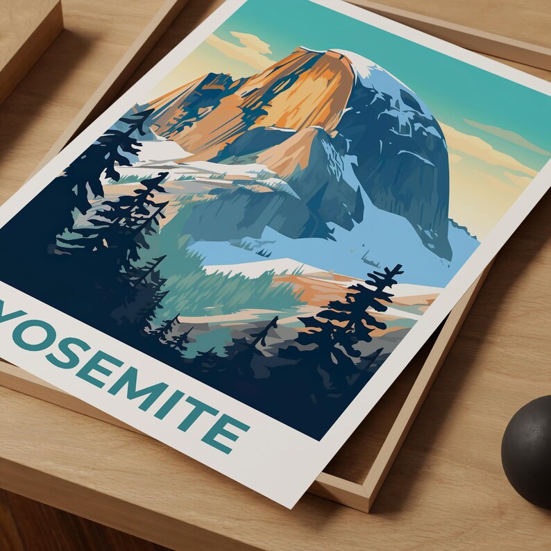 Yosemite Poster, California Travel Print, National Park Art, Half Dome Poster, Scenic Wall Art, Home Decor, Birthday Gift