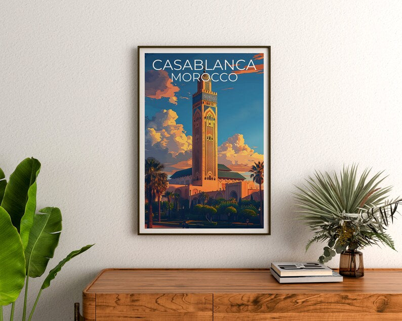 Casablanca Poster, Casablanca Print, Morocco Art, Morocco Print, Casablanca Travel Poster, Africa Poster, Middle East Poster