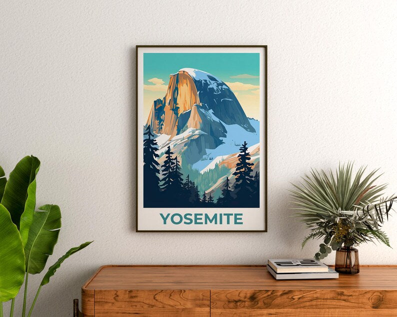 Yosemite Poster, California Travel Print, National Park Art, Half Dome Poster, Scenic Wall Art, Home Decor, Birthday Gift