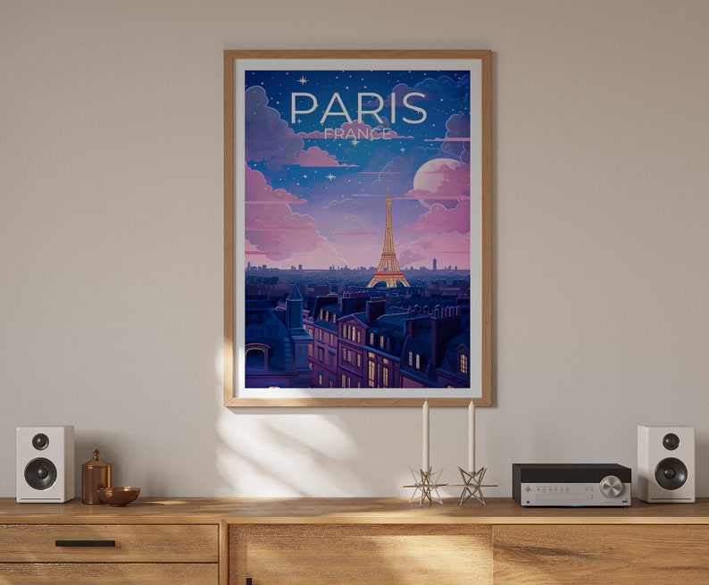 Paris Travel Poster, Eiffel Tower Wall Art, Eiffel Tower Print, Paris Poster, France Art, City Poster, Wall Decor