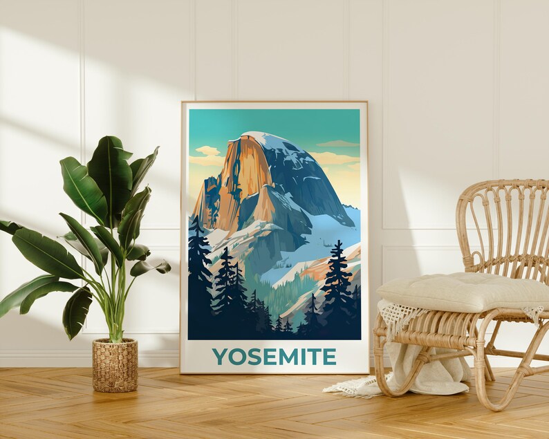 Yosemite Poster, California Travel Print, National Park Art, Half Dome Poster, Scenic Wall Art, Home Decor, Birthday Gift