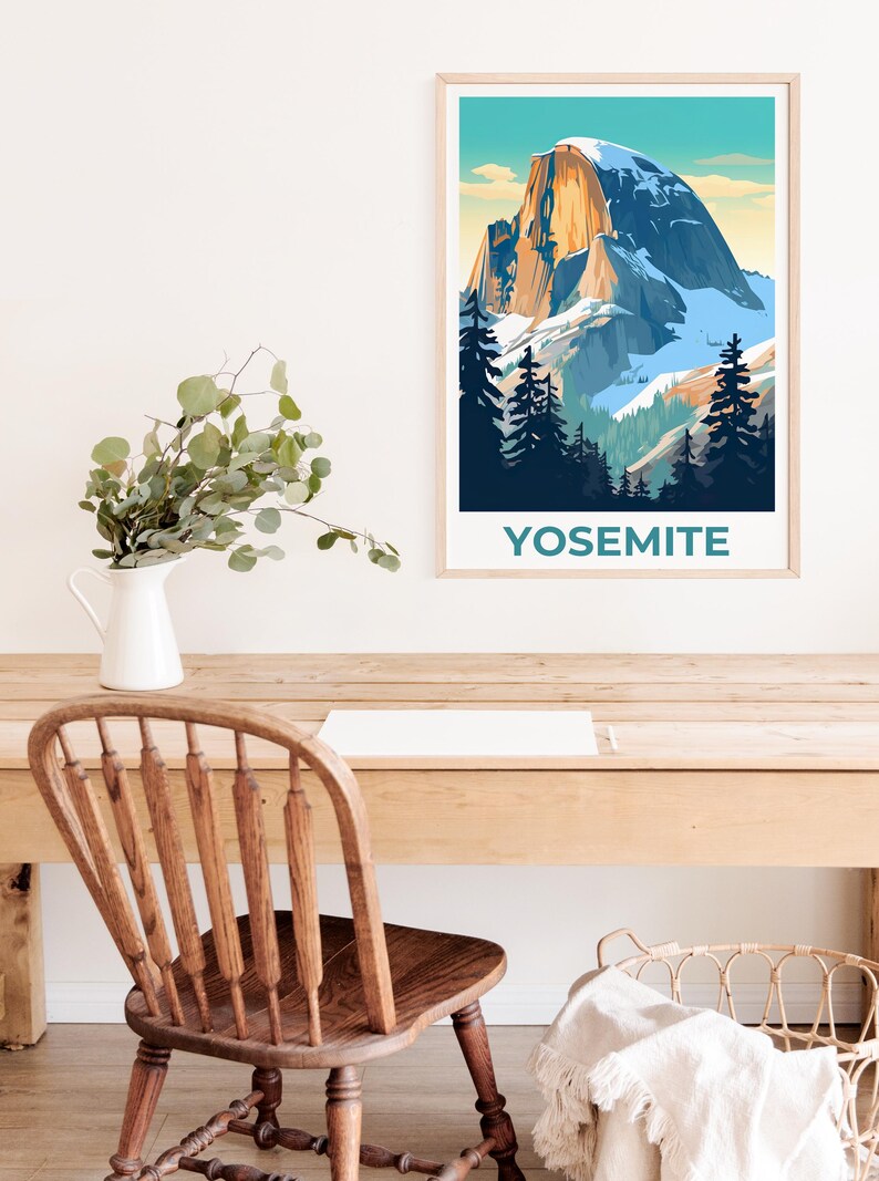 Yosemite Poster, California Travel Print, National Park Art, Half Dome Poster, Scenic Wall Art, Home Decor, Birthday Gift