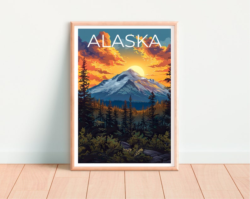 Alaska Poster, Alaska Print, Wilderness Art, Alaskan Wilderness Print, Alaska Travel Poster, Hiking Gift