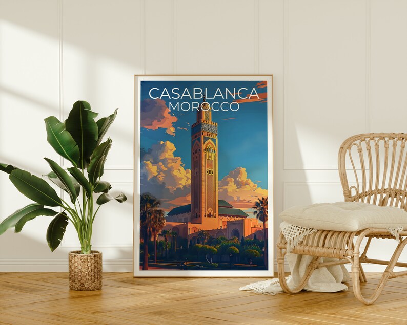 Casablanca Poster, Casablanca Print, Morocco Art, Morocco Print, Casablanca Travel Poster, Africa Poster, Middle East Poster