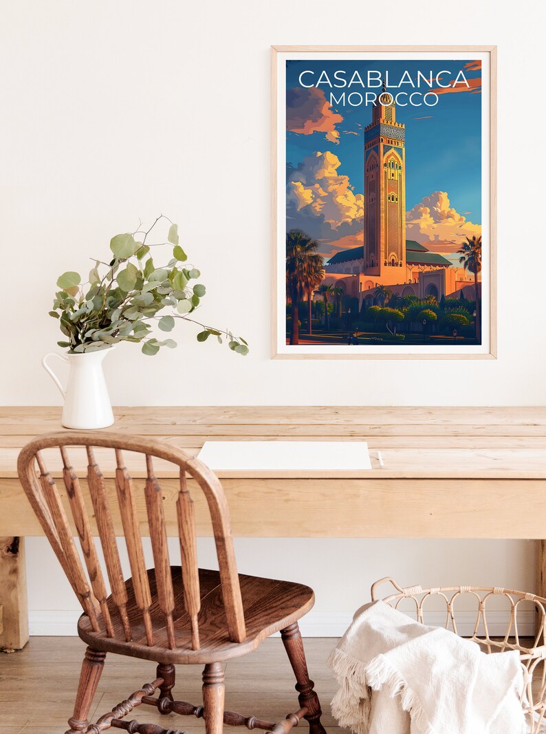 Casablanca Poster, Casablanca Print, Morocco Art, Morocco Print, Casablanca Travel Poster, Africa Poster, Middle East Poster