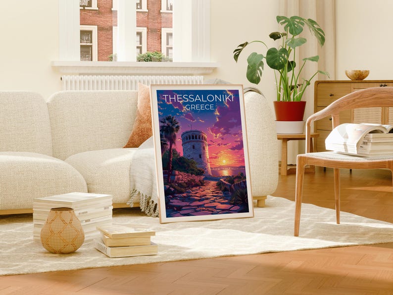 Thessaloniki Print Poster, Greece Wall Art, Thessaloniki Poster, Travel Gift Idea, Thessaloniki Illustration, Europe Poster