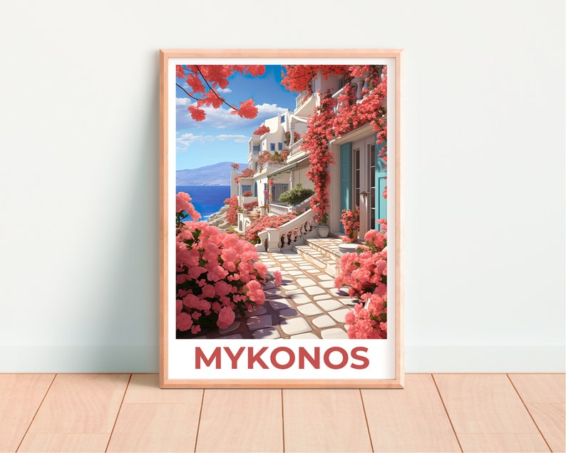 Mykonos Travel Poster, Greece Wall Art, Greece Print, Mykonos Poster, Greece Poster, Mykonos Print, Greece Art