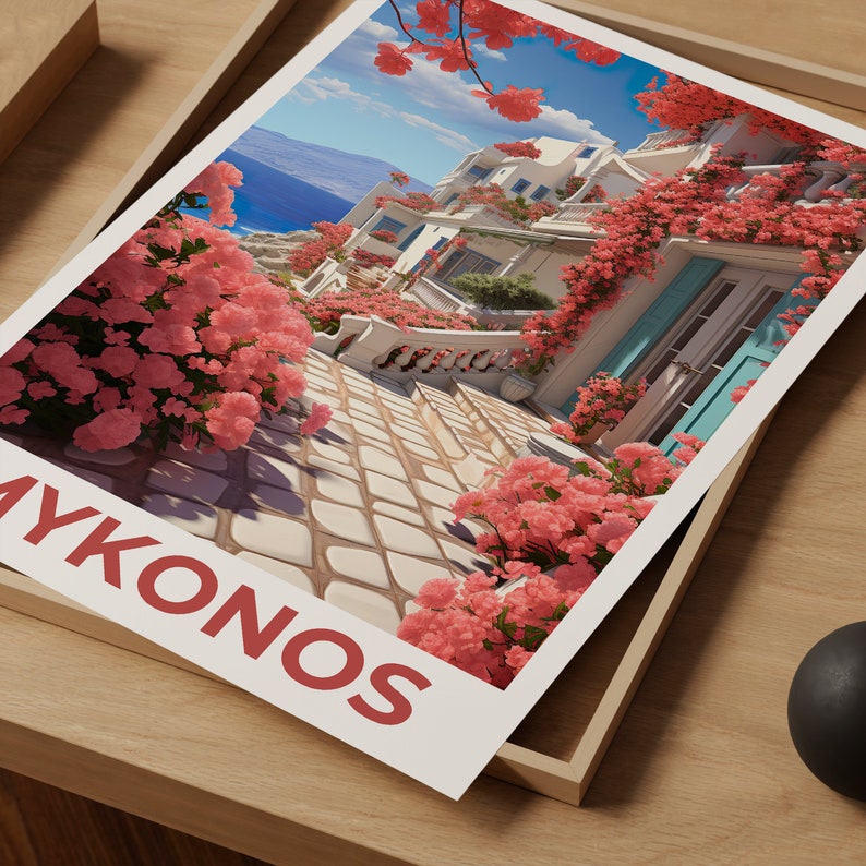 Mykonos Travel Poster, Greece Wall Art, Greece Print, Mykonos Poster, Greece Poster, Mykonos Print, Greece Art