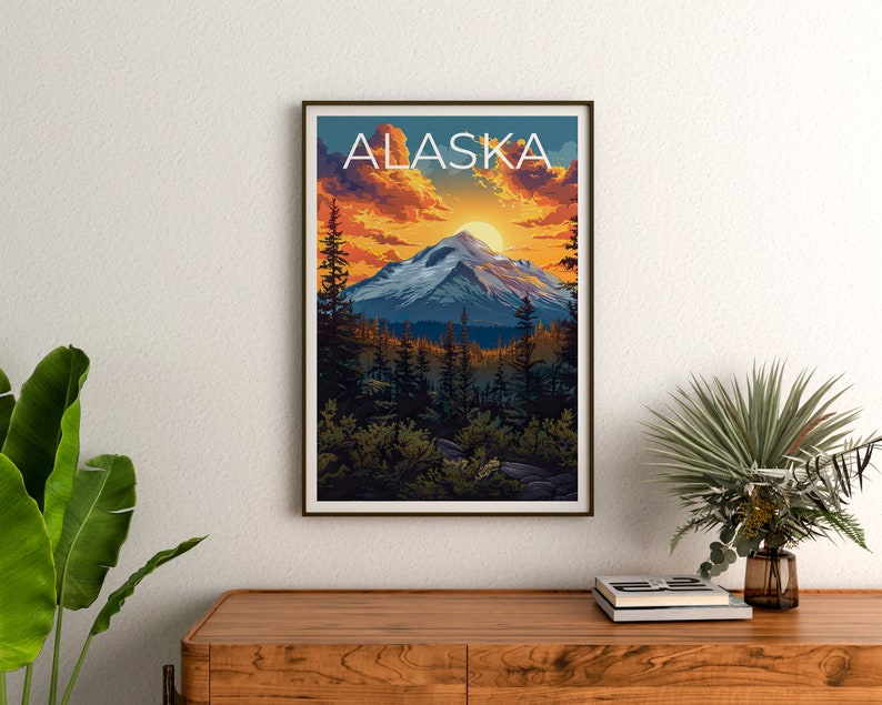Alaska Poster, Alaska Print, Wilderness Art, Alaskan Wilderness Print, Alaska Travel Poster, Hiking Gift