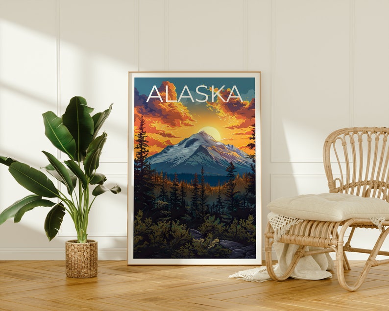 Alaska Poster, Alaska Print, Wilderness Art, Alaskan Wilderness Print, Alaska Travel Poster, Hiking Gift