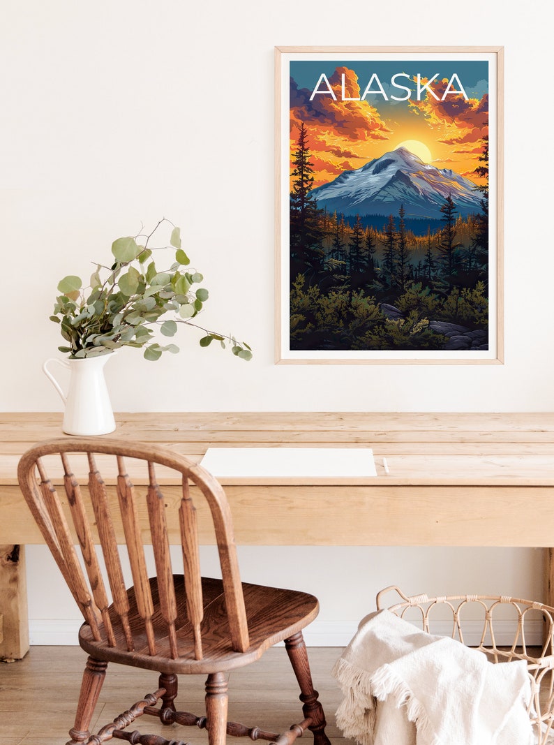 Alaska Poster, Alaska Print, Wilderness Art, Alaskan Wilderness Print, Alaska Travel Poster, Hiking Gift