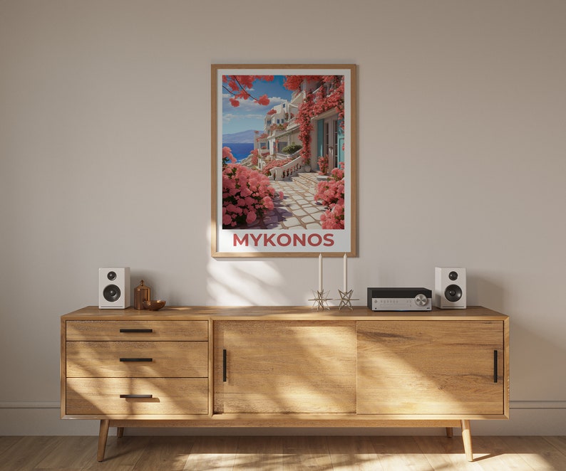 Mykonos Travel Poster, Greece Wall Art, Greece Print, Mykonos Poster, Greece Poster, Mykonos Print, Greece Art