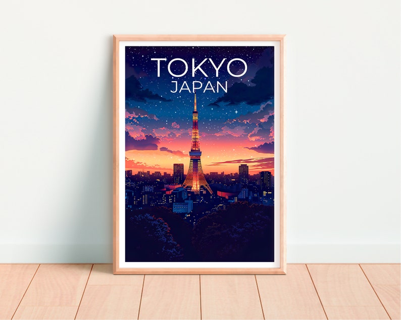 Tokyo Poster, Tokyo Print, Tokyo Tower Poster, Tokyo Tower Print, Tokyo Travel Poster, Japan Poster, Tokyo Gift