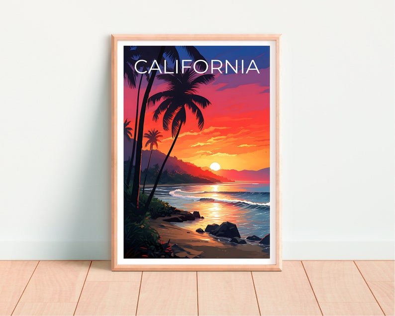 Affiche de Californie, Impression de Californie, Affiche de la côte, Impression de la côte, Affiche de voyage en Californie, Art de la côte, Art de la côte