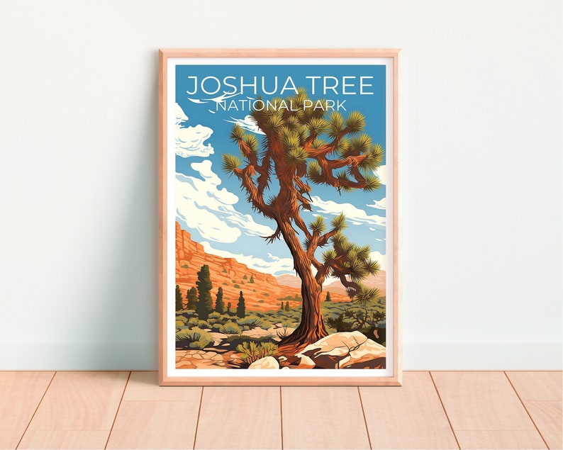 Affiche de voyage Joshua Tree, art mural de Californie, impression de Californie, affiche Joshua Tree, affiche d'arbre, affiche de nature, art Joshua Tree