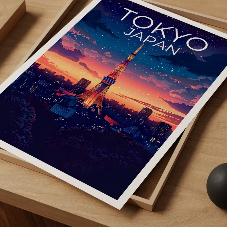 Tokyo Poster, Tokyo Print, Tokyo Tower Poster, Tokyo Tower Print, Tokyo Travel Poster, Japan Poster, Tokyo Gift