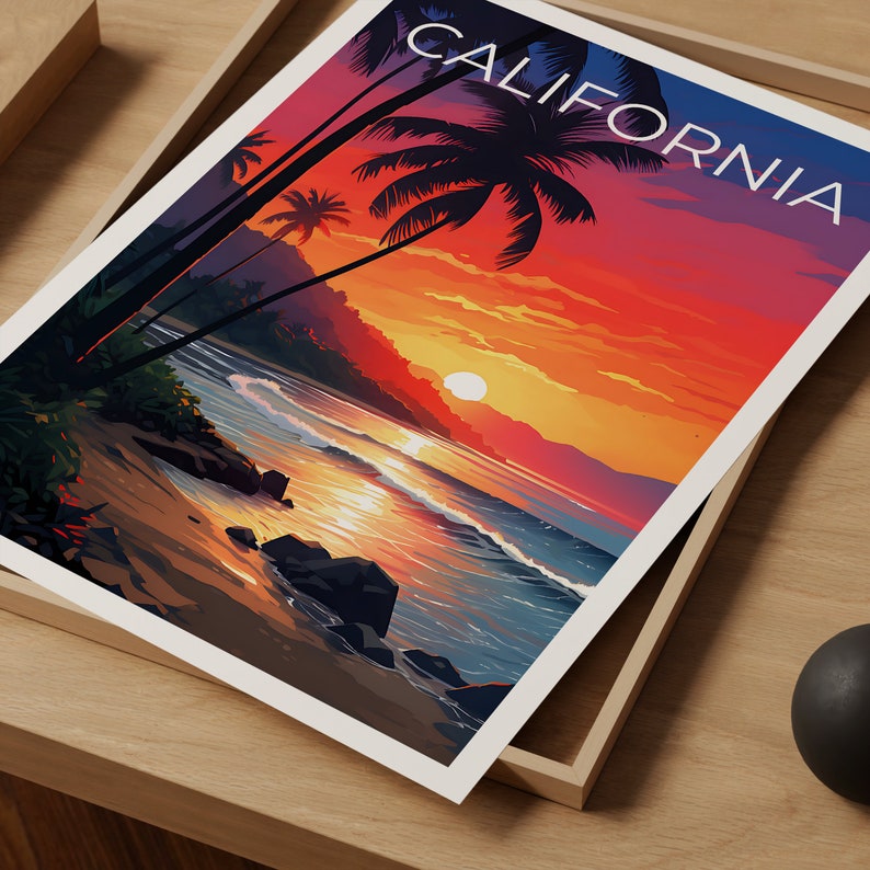 Affiche de Californie, Impression de Californie, Affiche de la côte, Impression de la côte, Affiche de voyage en Californie, Art de la côte, Art de la côte