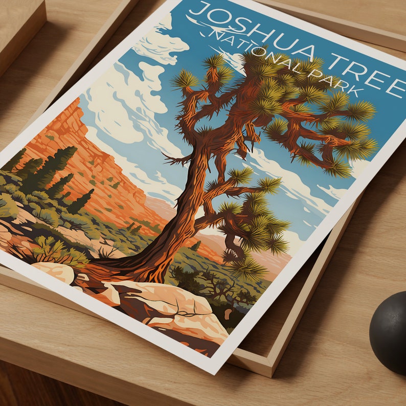 Affiche de voyage Joshua Tree, art mural de Californie, impression de Californie, affiche Joshua Tree, affiche d'arbre, affiche de nature, art Joshua Tree
