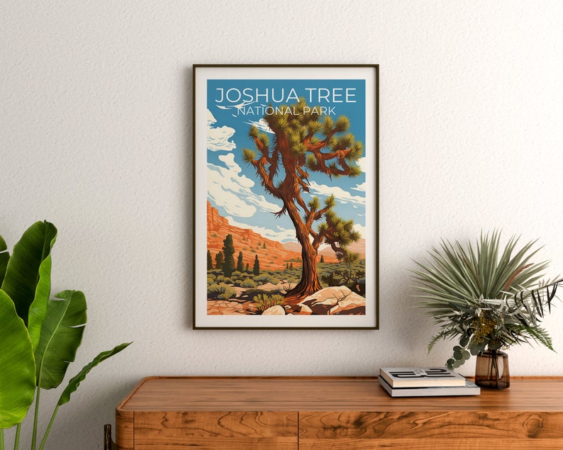 Affiche de voyage Joshua Tree, art mural de Californie, impression de Californie, affiche Joshua Tree, affiche d'arbre, affiche de nature, art Joshua Tree