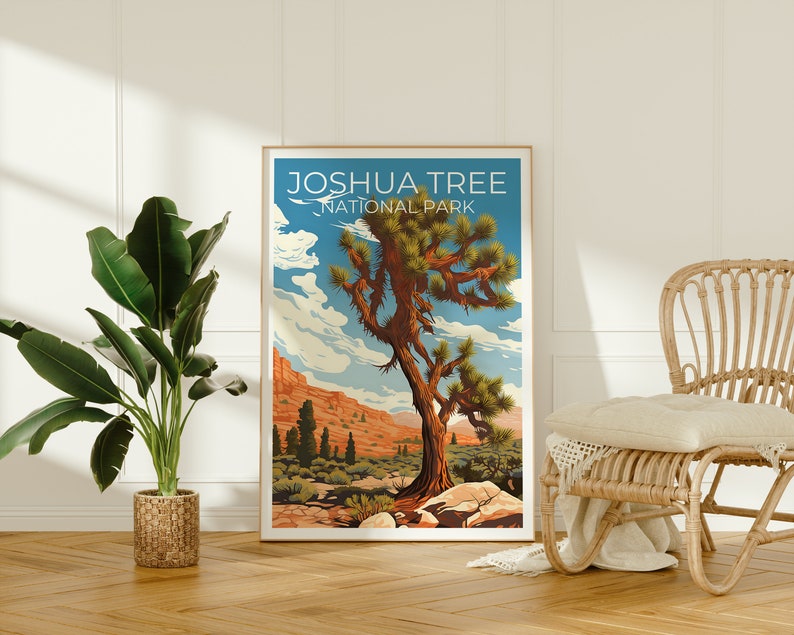 Affiche de voyage Joshua Tree, art mural de Californie, impression de Californie, affiche Joshua Tree, affiche d'arbre, affiche de nature, art Joshua Tree