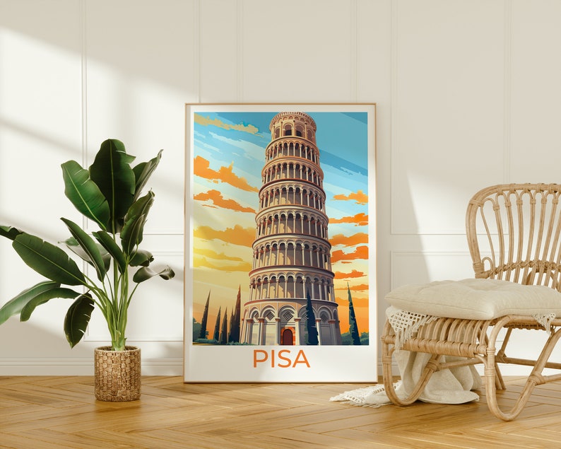 Leaning Tower of Pisa Poster, Italy Wall Art, Leaning Tower of Pisa Print, Italy Poster, Italy Art, Europe Poster, Poster Art, Wall Decor
