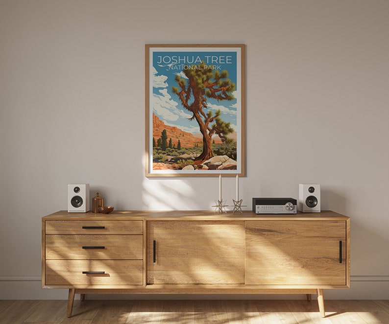 Affiche de voyage Joshua Tree, art mural de Californie, impression de Californie, affiche Joshua Tree, affiche d'arbre, affiche de nature, art Joshua Tree