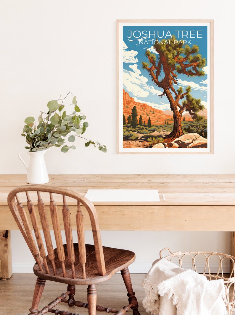 Affiche de voyage Joshua Tree, art mural de Californie, impression de Californie, affiche Joshua Tree, affiche d'arbre, affiche de nature, art Joshua Tree
