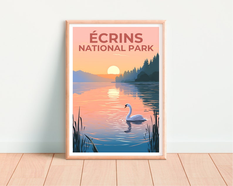 Ecrins National Park Poster, Écrins Print, France Poster, France Print, Écrins Travel Poster, Swan Poster, Écrins Art
