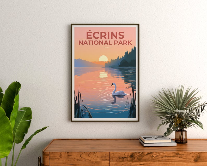 Ecrins National Park Poster, Écrins Print, France Poster, France Print, Écrins Travel Poster, Swan Poster, Écrins Art