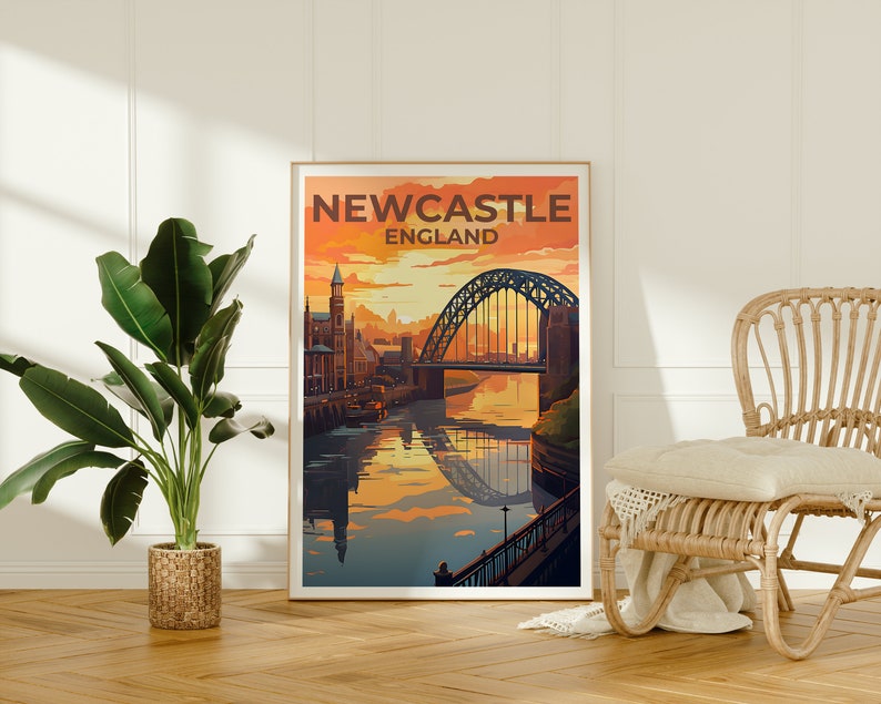 Newcastle Travel Poster, England Wall Art, England Print, Newcastle Poster, England Poster, Tyne Bridge Poster, Newcastle Art