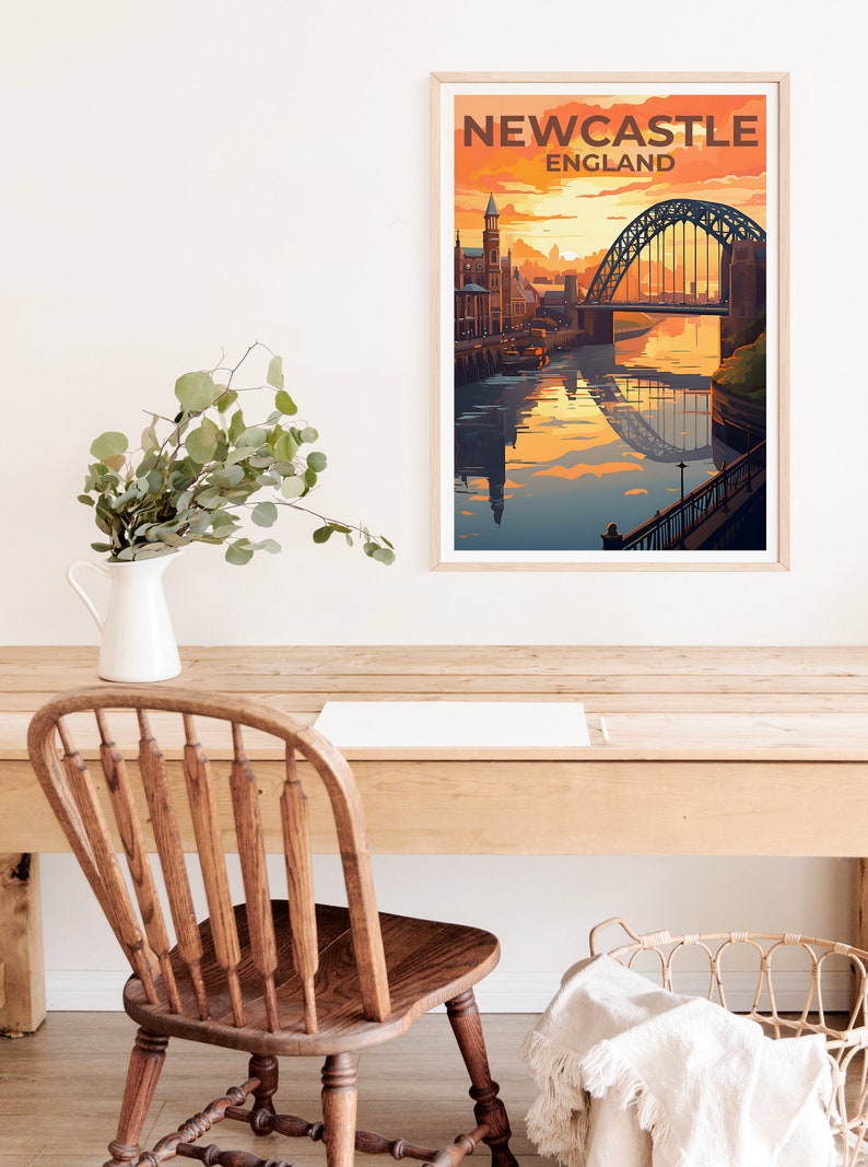 Newcastle Travel Poster, England Wall Art, England Print, Newcastle Poster, England Poster, Tyne Bridge Poster, Newcastle Art