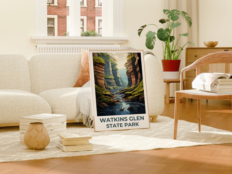 Affiche de voyage Watkins Glen, Art mural de New York, Impression de New York, Affiche Watkins Glen, Affiche de New York, Affiche nature, Art Watkins Glen