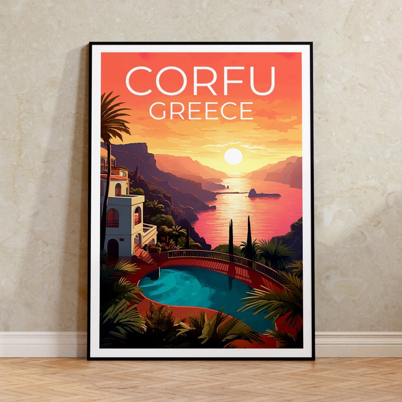 Corfu Travel Poster, Greece Wall Art, Greece Print, Corfu Poster, Greece Poster, Europe Poster, Corfu Print