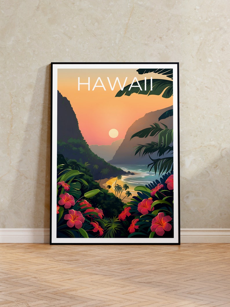 Hawaii Poster, Hawaii Print, Tropical Island Poster, Tropical Island Print, Hawaii Travel Poster, Beach Poster, Hawaii Art