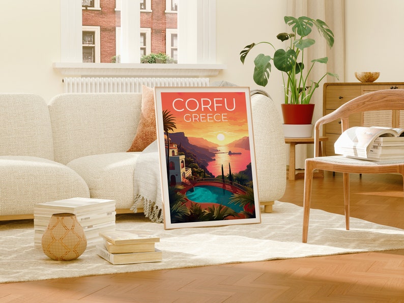 Corfu Travel Poster, Greece Wall Art, Greece Print, Corfu Poster, Greece Poster, Europe Poster, Corfu Print