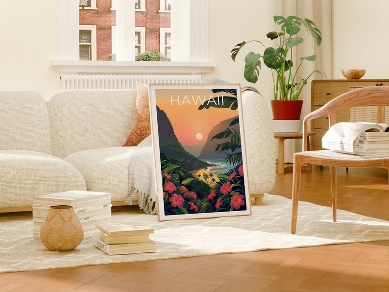 Hawaii Poster, Hawaii Print, Tropical Island Poster, Tropical Island Print, Hawaii Travel Poster, Beach Poster, Hawaii Art