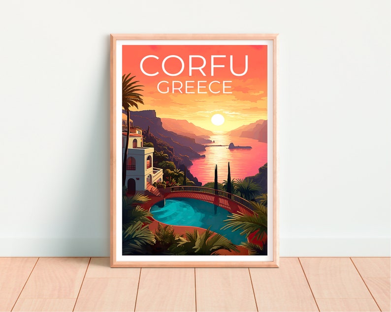 Corfu Travel Poster, Greece Wall Art, Greece Print, Corfu Poster, Greece Poster, Europe Poster, Corfu Print