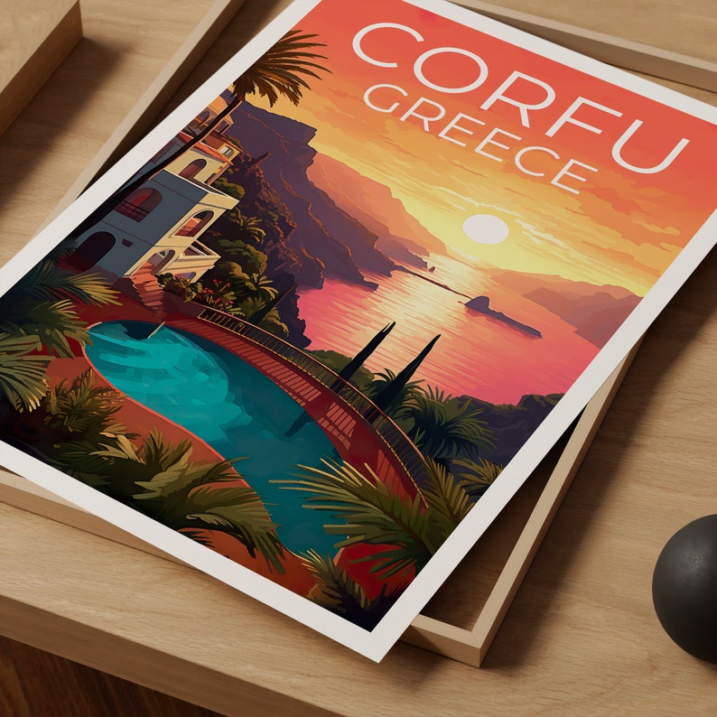 Corfu Travel Poster, Greece Wall Art, Greece Print, Corfu Poster, Greece Poster, Europe Poster, Corfu Print