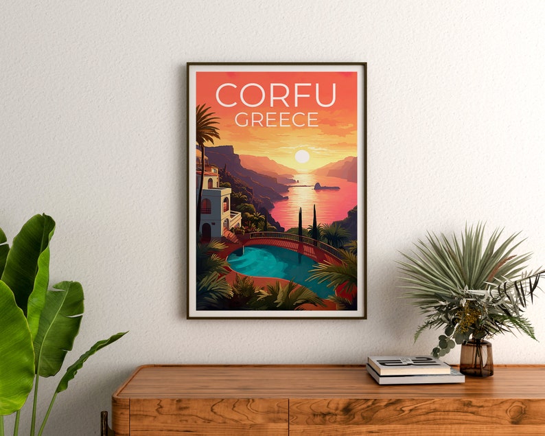 Corfu Travel Poster, Greece Wall Art, Greece Print, Corfu Poster, Greece Poster, Europe Poster, Corfu Print