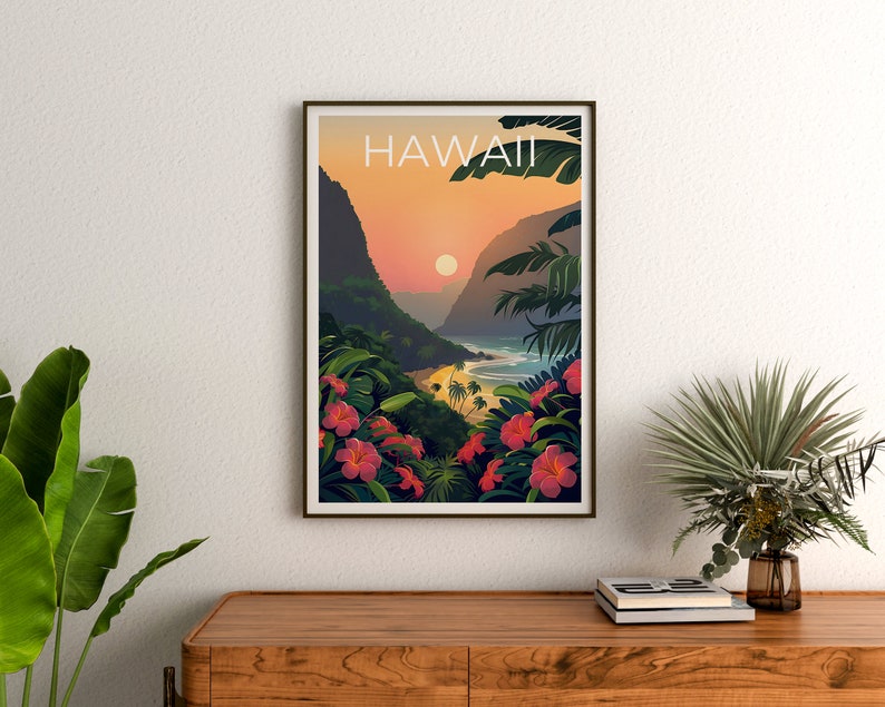 Hawaii Poster, Hawaii Print, Tropical Island Poster, Tropical Island Print, Hawaii Travel Poster, Beach Poster, Hawaii Art