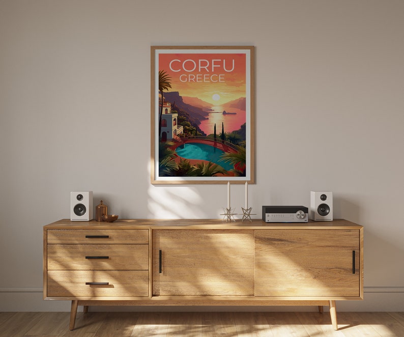 Corfu Travel Poster, Greece Wall Art, Greece Print, Corfu Poster, Greece Poster, Europe Poster, Corfu Print
