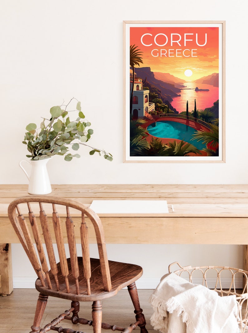 Corfu Travel Poster, Greece Wall Art, Greece Print, Corfu Poster, Greece Poster, Europe Poster, Corfu Print