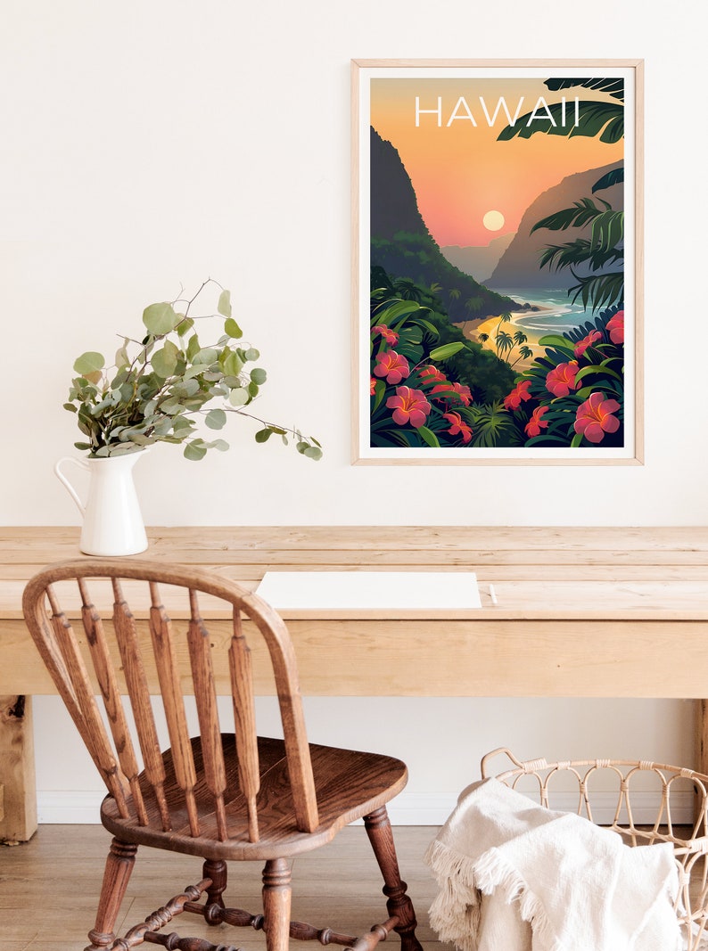 Hawaii Poster, Hawaii Print, Tropical Island Poster, Tropical Island Print, Hawaii Travel Poster, Beach Poster, Hawaii Art