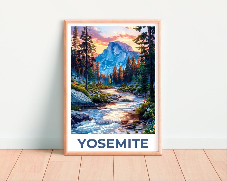 Yosemite Poster, Yosemite National Park Poster, Half Dome Poster, California Poster, Yosemite Gift, California Print, Hiking Gift