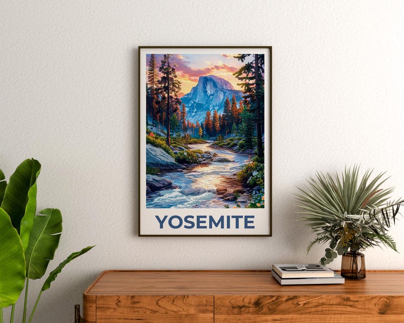 Yosemite Poster, Yosemite National Park Poster, Half Dome Poster, California Poster, Yosemite Gift, California Print, Hiking Gift