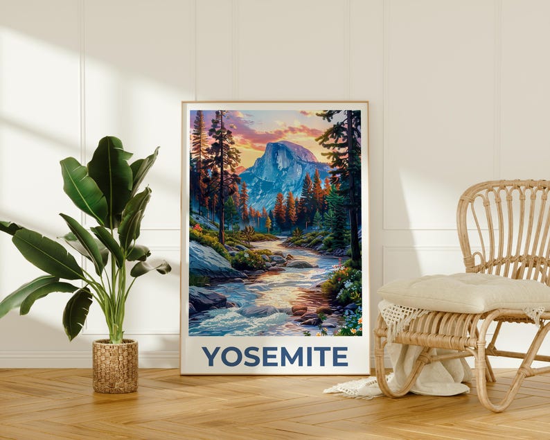 Yosemite Poster, Yosemite National Park Poster, Half Dome Poster, California Poster, Yosemite Gift, California Print, Hiking Gift