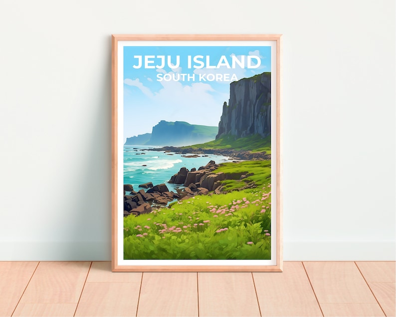 Jeju Island Travel Poster, South Korea Wall Art, South Korea Print, Jeju Island Poster, Asia Poster, Nature Poster, Jeju Island Art