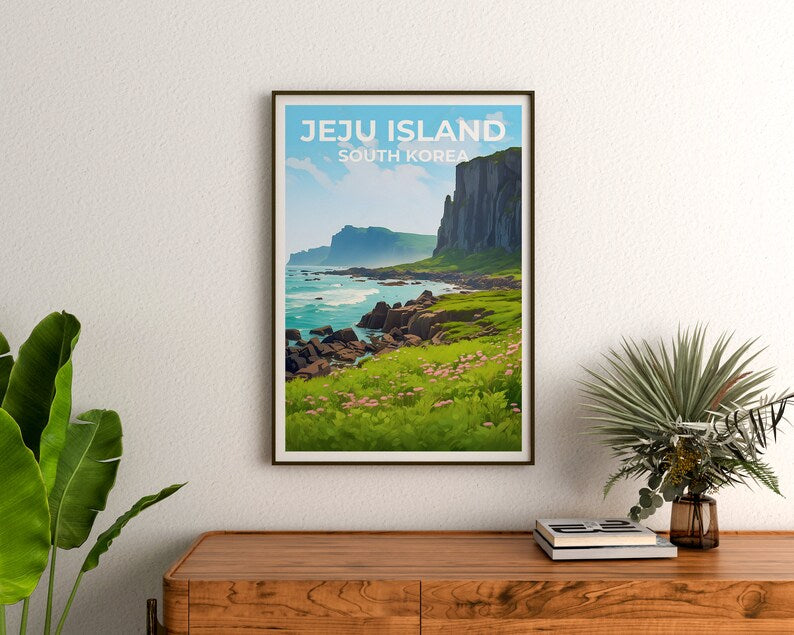 Jeju Island Travel Poster, South Korea Wall Art, South Korea Print, Jeju Island Poster, Asia Poster, Nature Poster, Jeju Island Art
