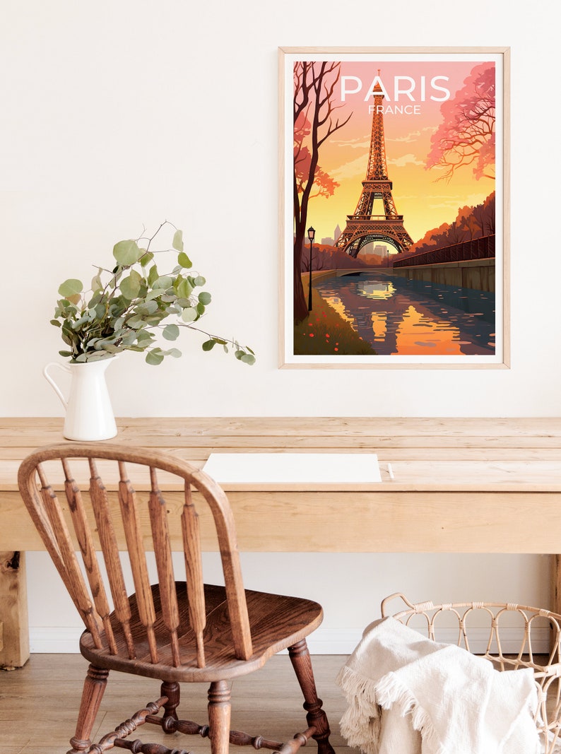 Paris Travel Poster, Paris Wall Art, Eiffel Tower Print, Eiffel Tower Poster, France Art, Europe Poster, Seine River, Wall Decor